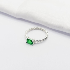 ANEL PRATA ELO CORRENTE CRISTAL BAGUETE ESMERALDA