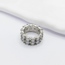 ANEL RÓDIO DUAS FILEIRAS ZIRCÔNIA CARRÉ