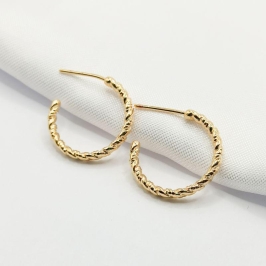 BRINCO DOURADO ARGOLA FIO TEXTURIZADO