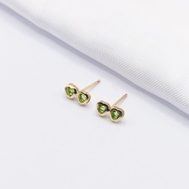 BRINCO DOURADO CORAÇÃO DUPLO VERDE