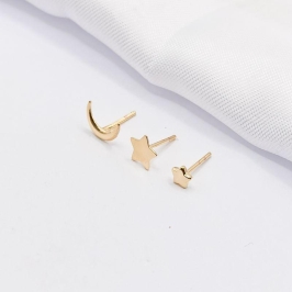 BRINCO DOURADO TRIO LUA E ESTRELA