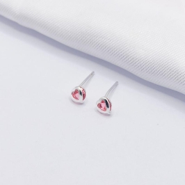 BRINCO PRATA CORAÇÃO ROSA
