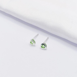 BRINCO PRATA CORAÇÃO VERDE