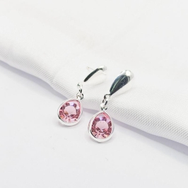 BRINCO PRATA GOTA ROSA