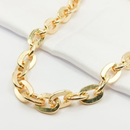 GARGANTILHA DOURADA CHOKER ELO CARTIER OVAL ROBUSTO 40CM