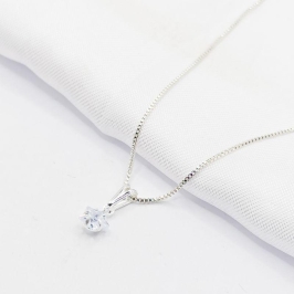 GARGANTILHA PRATA ESTRELA CRISTAL 45CM