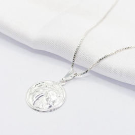 GARGANTILHA PRATA MEDALHA CAVALO 45CM
