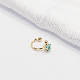 PIERCING FAKE DOURADO CORAÇÃO AZUL