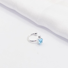 PIERCING FAKE PRATA CORAÇÃO AZUL