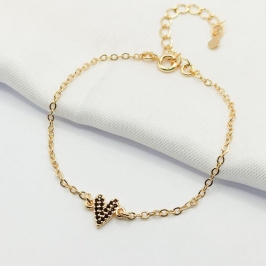 PULSEIRA DOURADA CORAÇÃO ZIRCÔNIA BLACK