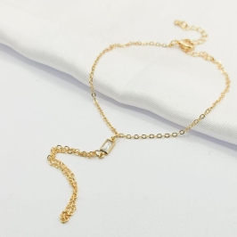 PULSEIRA DOURADA DE MÃO COM BAGUETE CRISTAL