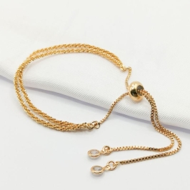 PULSEIRA DOURADA DUPLA AJUSTÁVEL MALHA TORCIDA DIAMANTADA