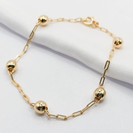PULSEIRA DOURADA ELO CARTIER BOLINHAS