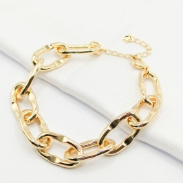 PULSEIRA DOURADA ELO CARTIER OVAL ROBUSTO