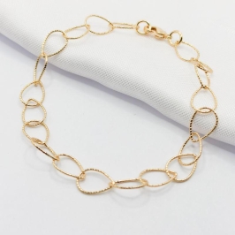 PULSEIRA DOURADA ELO GOTA DIAMANTADO