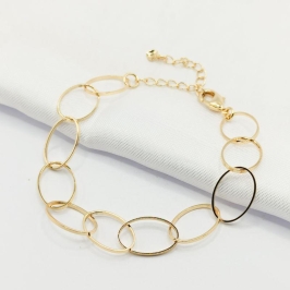 PULSEIRA DOURADA ELO OVAL FINO