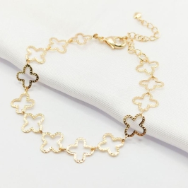 PULSEIRA DOURADA INSPIRAÇÃO TREVO VAN CLEEF VAZADO