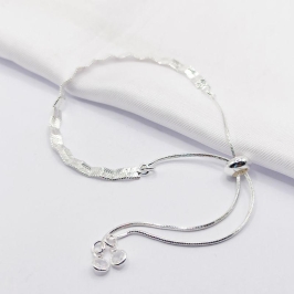 PULSEIRA PRATA AJUSTÁVEL MALHA FITA ONDULADA