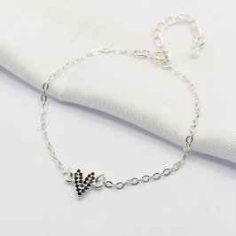 PULSEIRA PRATA CORAÇÃO ZIRCÔNIA BLACK