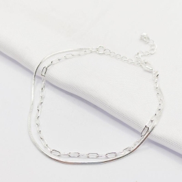 PULSEIRA PRATA DUPLA ELO CARTIER E CORDA VIOLÃO