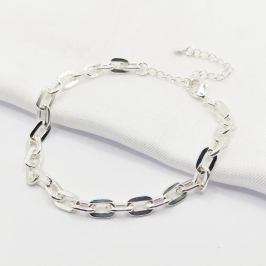 PULSEIRA PRATA ELO CARTIER ACHATADO