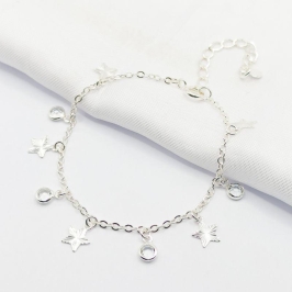 PULSEIRA PRATA ESTRELAS E PONTO DE LUZ