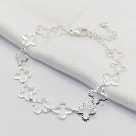 PULSEIRA PRATA INSPIRAÇÃO TREVO VAN CLEEF VAZADO
