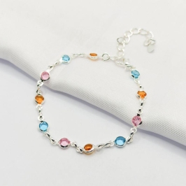 PULSEIRA PRATA PONTOS DE LUZ COLORIDO