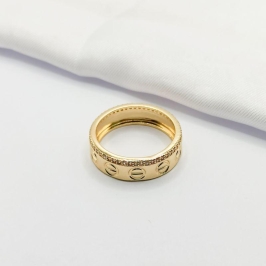 ANEL DOURADO CARTIER DETALHADO EM ZIRCÔNIA