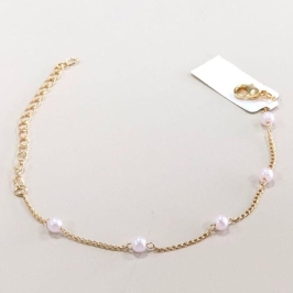 Pulseira Dourada Infantil Perolas