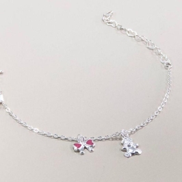 Pulseira Prata Laço Urso Infantil