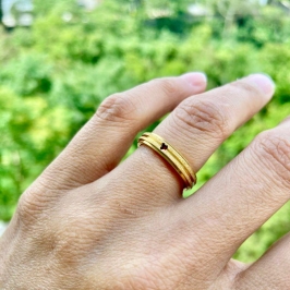 Anel Aço Inox Aliança com Coração Friso Fosca Fina