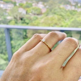 Anel Aço Inox Dourado Solitario 1mm