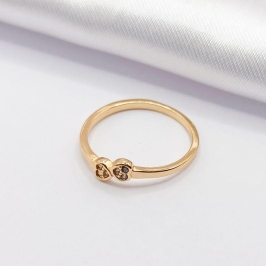 ANEL DOURADO 2 CORAÇÕES DELICADOS