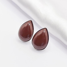 BRINCO PRATA PEDRA NATURAL GOTA MARROM