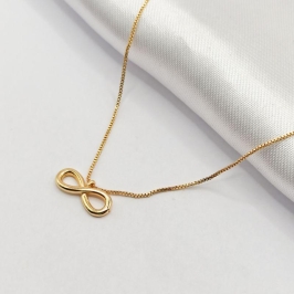 GARGANTILHA DOURADA CHOKER INFINITO LISO 40CM