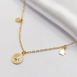GARGANTILHA DOURADA CHOKER MEDALHINHA ESTRELA 40CM