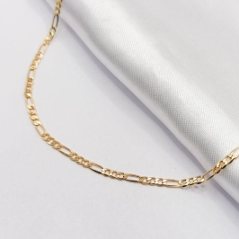 GARGANTILHA DOURADA ELO FÍGARO 3X1 45CM