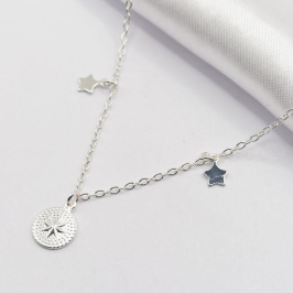 GARGANTILHA PRATA CHOKER MEDALHINHA ESTRELA 40CM