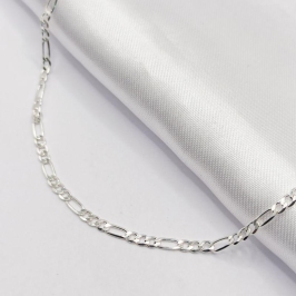 GARGANTILHA PRATA ELO FÍGARO 3X1 45CM