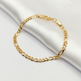 PULSEIRA DOURADA ELO FÍGARO 3X1