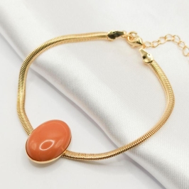 PULSEIRA DOURADA PEDRA NATURAL TERRACOTA