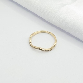 ANEL DOURADO ZIG ZAG COM ZIRCONIA