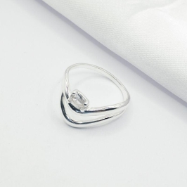 ANEL PRATA DOIS FIO EM V PEDRA GOTA