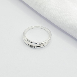 ANEL PRATA DOIS FIOS TRÊS PEDRAS ZIRCÔNIA