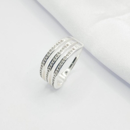 ANEL PRATA TRES FILEIRAS SEPARADAS DE ZIRCÔNIA