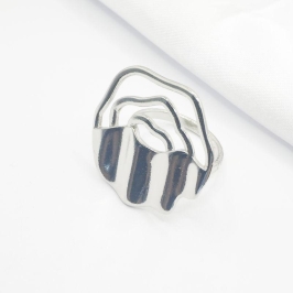 ANEL RODIO FLOR MEIA VAZADA MEIA ONDULADA