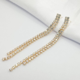 BRINCO DOURADO DOIS FIOS DE ZIRCONIA