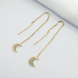 BRINCO DOURADO FIO FINO COM LUA LISA