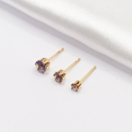 BRINCO DOURADO TRIO PONTO DE LUZ LILÁS